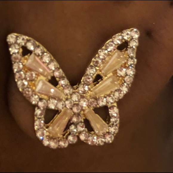 Rhinestone Butterfly earrings - Picture 1 of 3